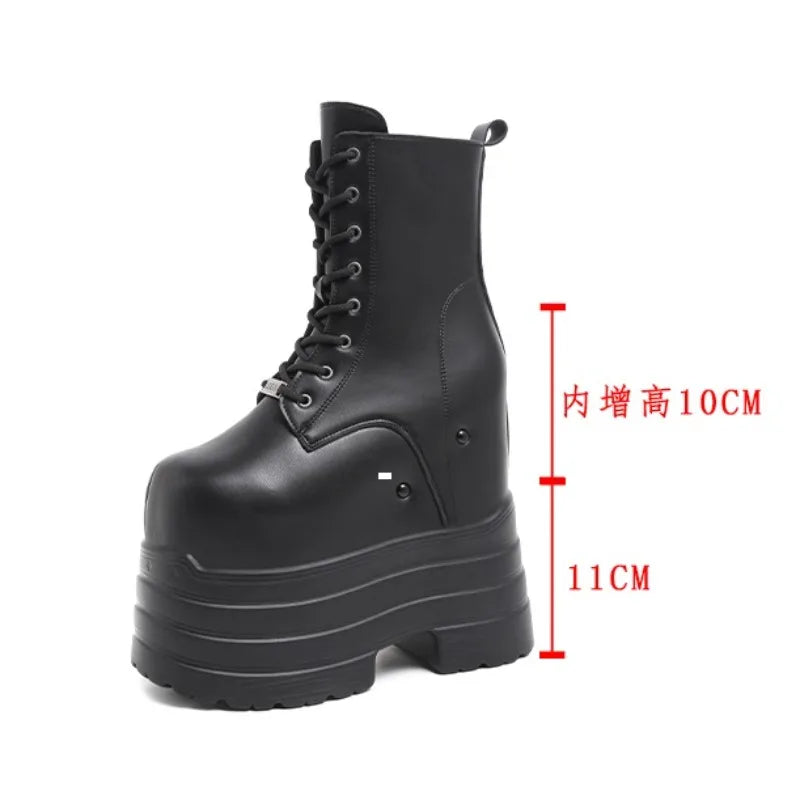 20 CM Women Platform Boots Casual Outdoor Shoes Chunky Simple Design Ankle Boots Cool Nightclub Party Cosplay Shoes