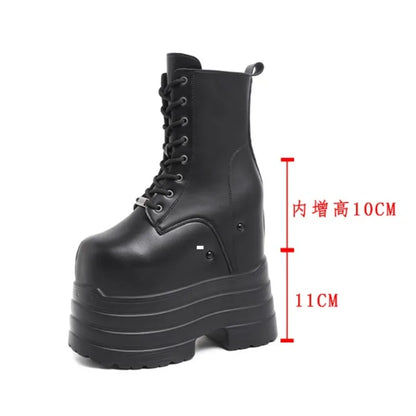20 CM Women Platform Boots Casual Outdoor Shoes Chunky Simple Design Ankle Boots Cool Nightclub Party Cosplay Shoes