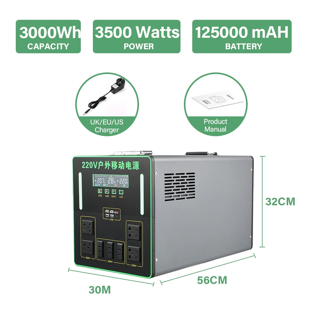 6000W Portable Power Station For Outdoor Camping And Home 5500WH Lifepo4 Battery Solar Generator Emergency Supply