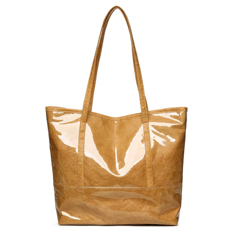 Fashion Large Capacity Tyvek Tote Bag, Waterproof Letter Print Shoulder Bags for Women Daily Shopping, Commuter Versatile Bag