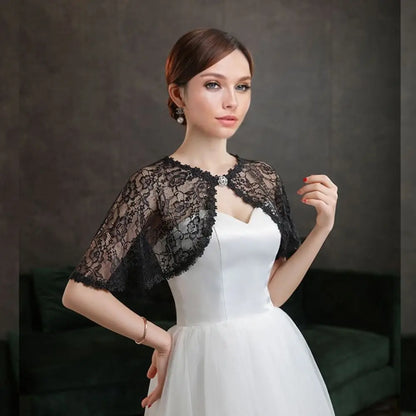 Floral Lace Lace Shoulder Wrap Thin Fabric Hollow Out Bridal Shawl Floral Pattern Diamond Embedded Wedding Capelet Bridal
