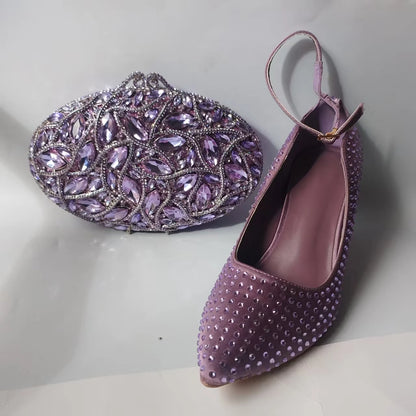 INSIGHTLINK Lady Stones Shoes and Bag Sets for Evening Purses Party Rhinestone Luxury Heels Sandals Set for Party Elegant Pumps