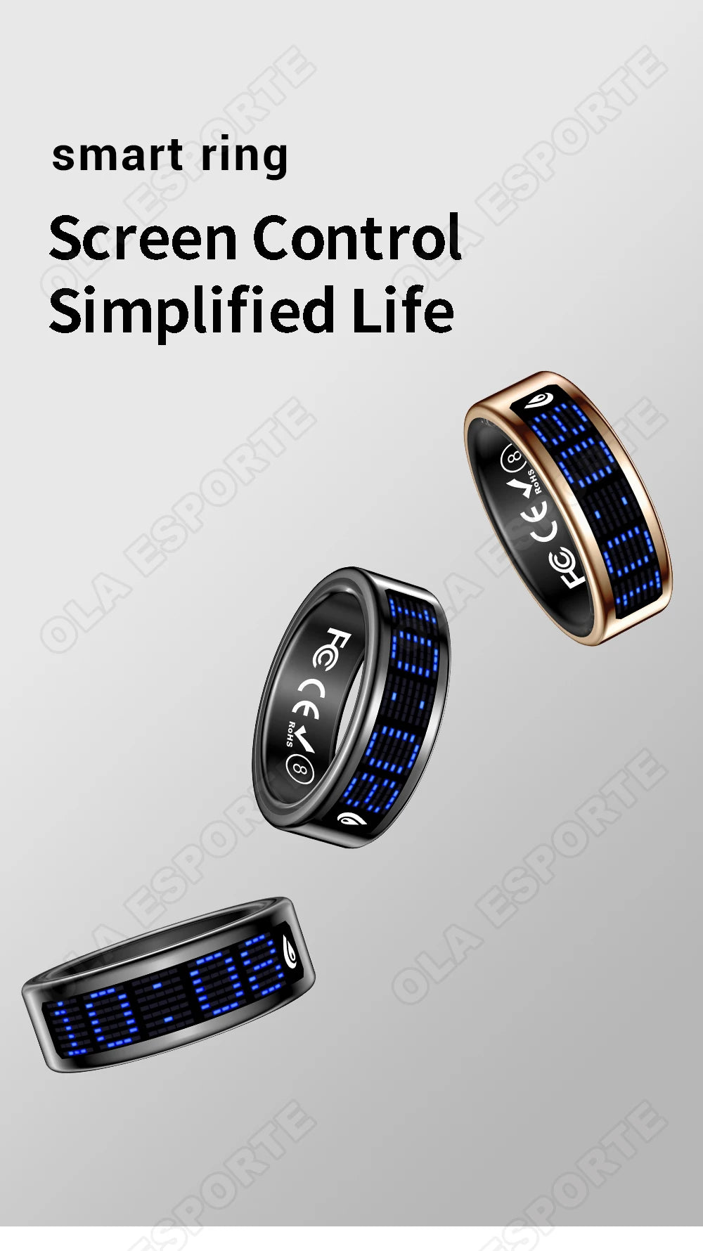 2026 Smart Ring with Touch Display Screen, Wireless Charging, Health Manager, 5 ATM Waterproof For Men Women Smart Rings R12 R08