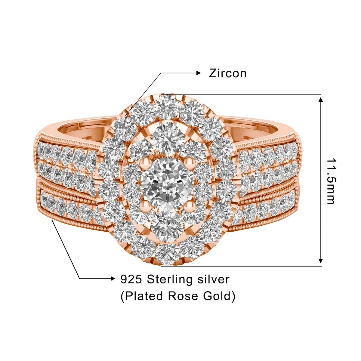 Luxury Fancy Engagement Moissanite Rings 2 Piece Solid Sterling Silver 925 Wedding Jewelry For Woman Diamond Girl Gift Certified