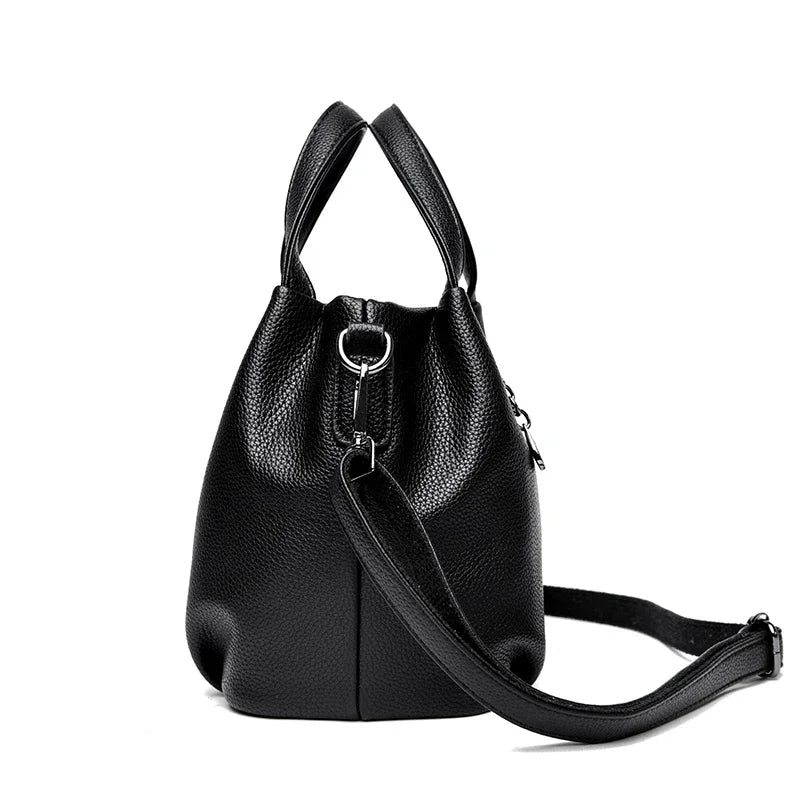 Genuine Soft PU Leather Handbags for Women Vintage Shoulder Tote Bag Luxury Designer Ladies Large Capacity Purse Bags Sac A Main