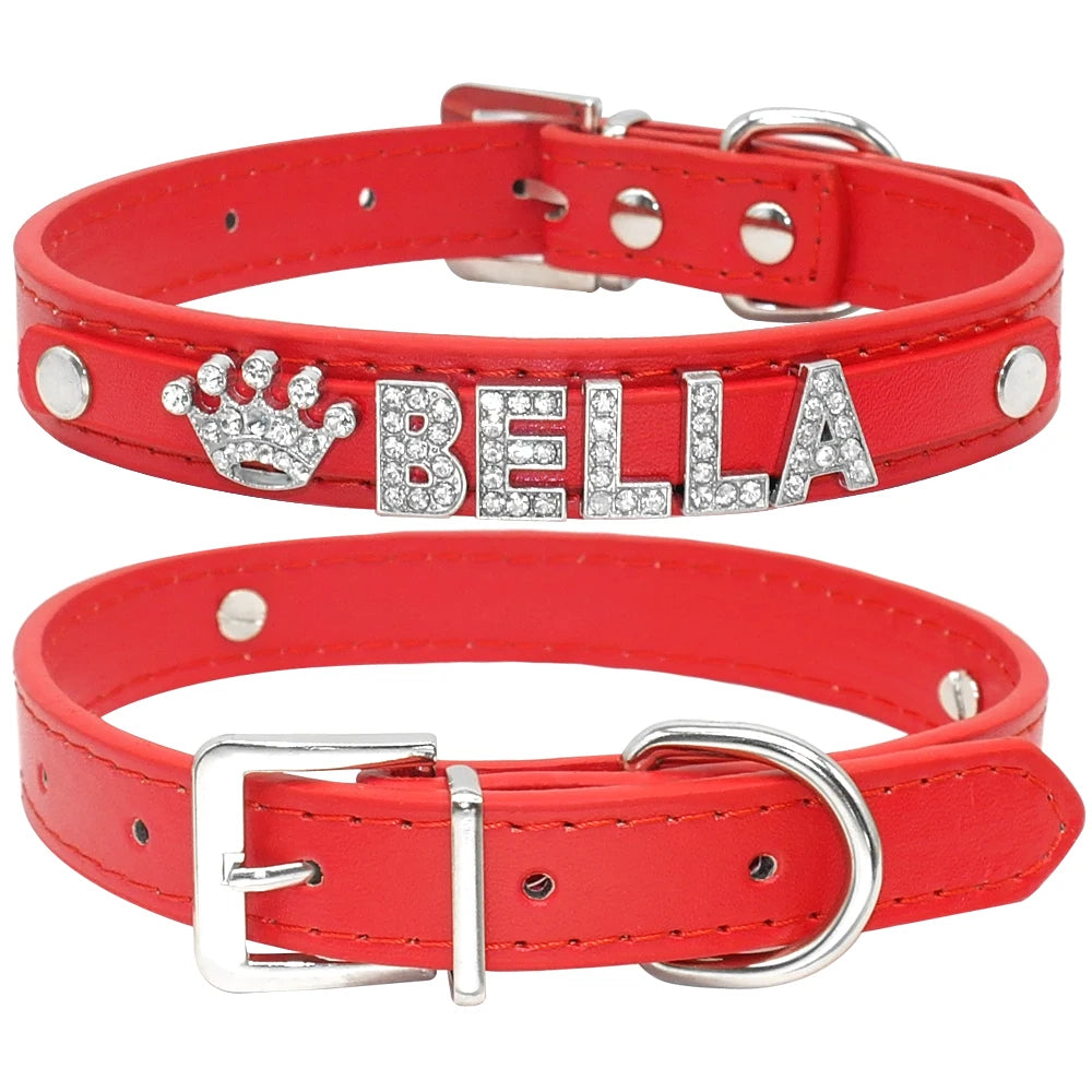 Personalized Small Dogs Chihuahua Collar Bling Rhinestone Dog Collars Free Custom Pet Dogs Cats Name Charms Pet Accessories