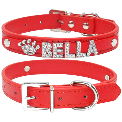 Personalized Small Dogs Chihuahua Collar Bling Rhinestone Dog Collars Free Custom Pet Dogs Cats Name Charms Pet Accessories