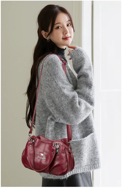 Luxury Handbags 3 Layers Large Capacity High Quality Designer Handbags Soft Leather Ladies Shoulder Crossbody Bag for Women Sac