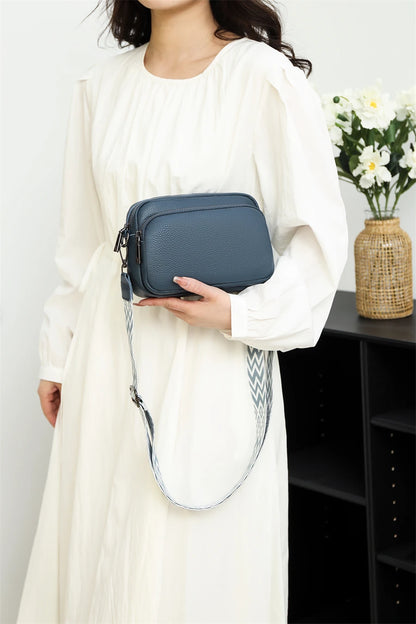 Luxury Solid Color Genuine Leather Ladies Messenger Bag 100% Soft Cowhide Shoulder Crossbody Bags For Women 2023 Female Handbags