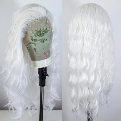 Honey Blonde Long Wavy Synthetic Lace Front Wig for Women Free Part Loose Curly Hair Heat Resistant Fiber Wigs for Daily Party