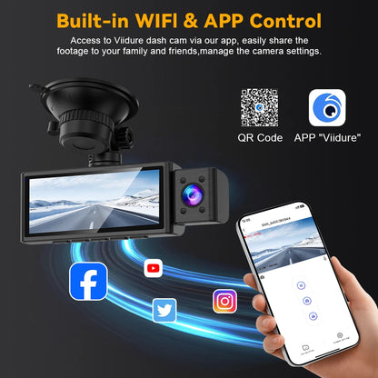 WIFI Dash Cam 3 Camera 4K UHD Car DVR 2/3Lens Camera Video Recorder Black Box GPS Dash Cam Auto Loop Recording Car Accessories