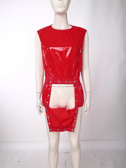 Womens Waterproof Rompers Adaptive Nightwear Glossy Sleeveless Buttons Crotch Bodysuit Sports Swimwear Special Needs Clothing