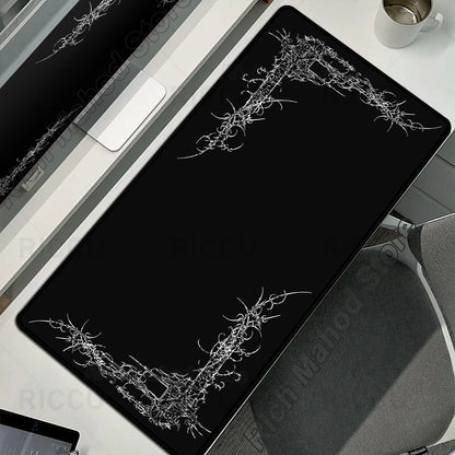 Black White Cybersigilism Deskmat Gothic Sword Art Mousepad Office Rubber Mouse Pad XXL PC Desk Accessories Gaming Keyboard Mats