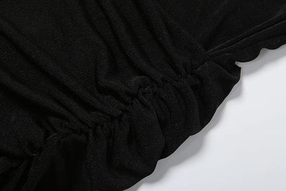 Weird Puss Halter Turtleneck Dress Women Velvet Ruched Patchwork Tassel Hem Elegant Sexy Backless Valentine's Day Party Bodycon