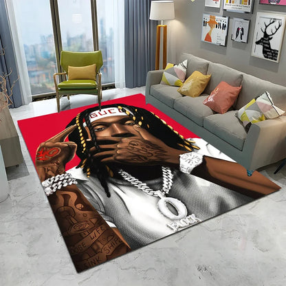 Legend Star Hip Hop Rapper Art Carpet Rug for Home Living Room Bedroom Sofa Doormat Decor,kids play Area Rug Non-slip Floor Mat