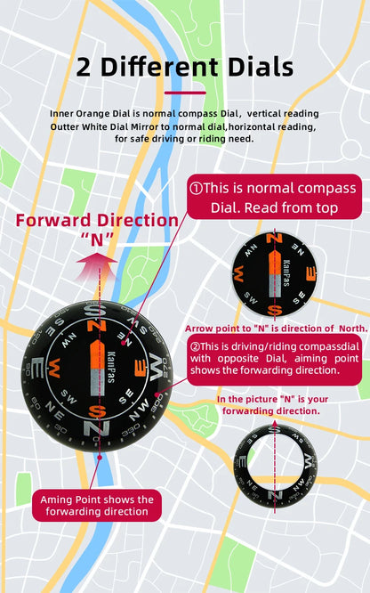 KANPAS Compass for Car/Small Dashboard Compass/Compass for Boat/No Leaking Compass/Double Dial/Luminous