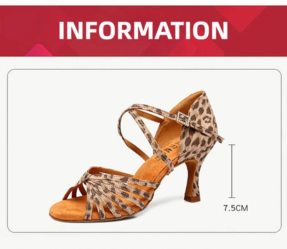 UK Latin Dance Shoes Women's Genuine Leather Flexible Sole Professional Competition Ballroom Practice Shoes