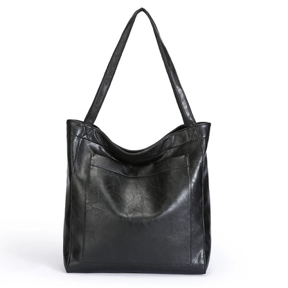High Quality Oil Skin Leather Bucket Hand Bags for Women Female Shoulder Top-Handle Bag Luxury Handbas Women Large Commute Bags