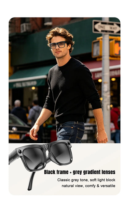 Smart Glasses 800W Pixel Camera Bluetooth IPX4 Waterproof Magnetic Charging Audio Glasses Video Voice Recorder Hands-Free Camera