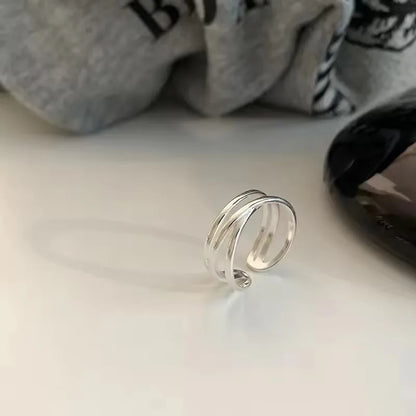 VENTFILLE 925 Sterling Silver Geometric Multilayer Round Bead Ring Female Fashion Punk Temperament Prevent Allergy Charm Jewelry