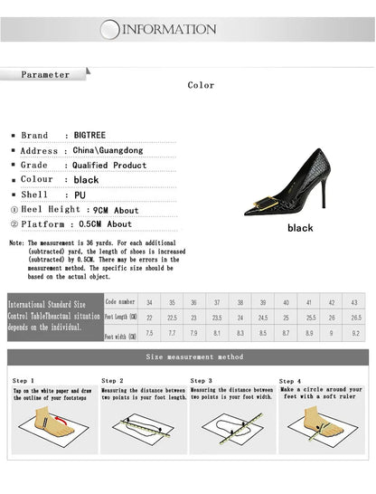 BIGTREE Shoes Women 10 Cm Metal Belt Buckle Ladies Pumps Women Luxury Banquet Shoes Stilettos High Heels Women Sexy Party Shoes