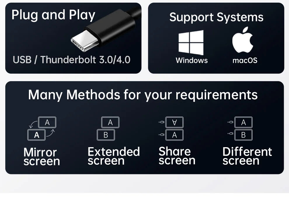 15.6" Folding Portable Monitor Dual Touch Screen 1080p 300nits VESA 75mm Freely Adjust Display Extender for Laptop PC With Bag