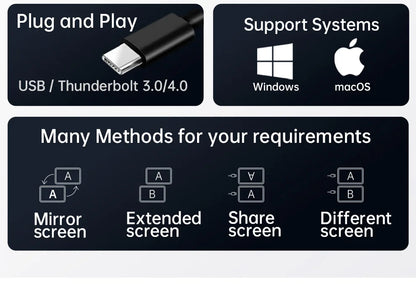 15.6" Folding Portable Monitor Dual Touch Screen 1080p 300nits VESA 75mm Freely Adjust Display Extender for Laptop PC With Bag