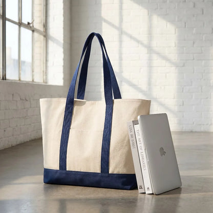 1/3/6PCS Heavy Duty Canvas Tote Bag with Front Pocket Blank DIY Reusable Grocery Shoulder Bag for Women Office School Beach