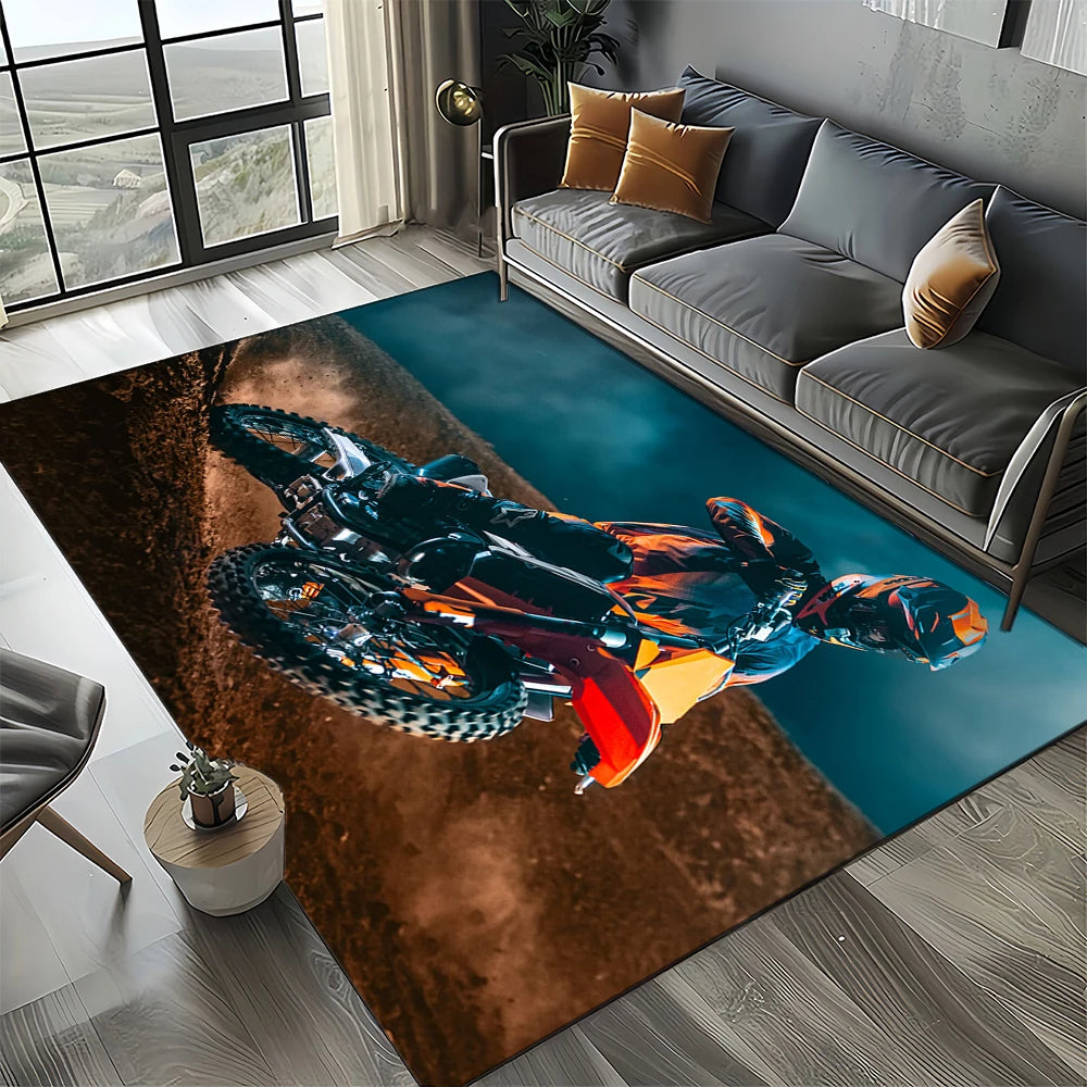 Racing Car K-KTM Motorcycle Carpet Rug for Living Room Bedroom Home Sofa Decoration,Kids Play Area Rug Non-slip Floor Mat Gift
