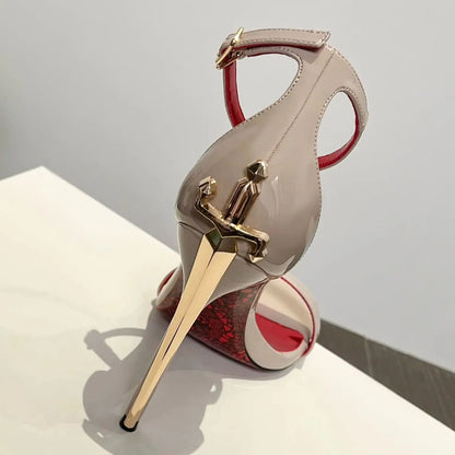 2026 Fashion Patent Leather High-Heeled Sandals for Women Luxury Designer Shoes with Fine Heel Sexy High Heels Elegant Zapatos