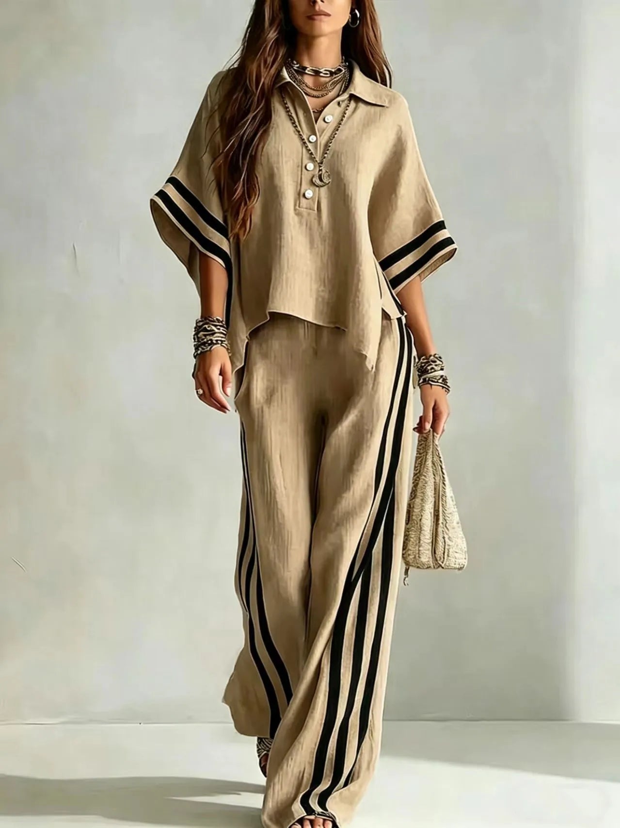 2026 New Autumn Summer Women's Short-sleeved Shirts And Loose Trousers Two-piece Suit Casual Simple White Suits Women Clothing