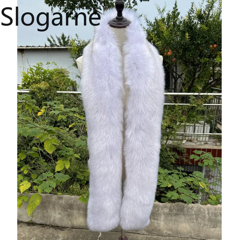 American 180cm Super Long Faux Fox Fur Scarf Winter Women Cosplay Warm Fashion Neck Decor Fluffy Shawl Wrap Luxury Furry Scarves
