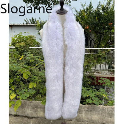 American 180cm Super Long Faux Fox Fur Scarf Winter Women Cosplay Warm Fashion Neck Decor Fluffy Shawl Wrap Luxury Furry Scarves
