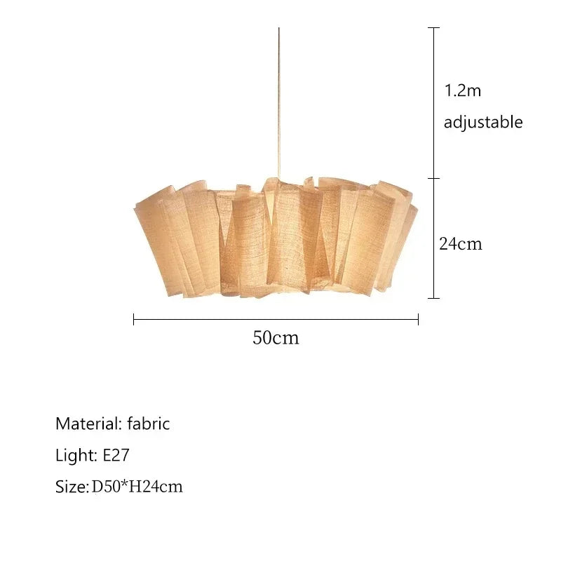 Japanese Wabi-Sabi Style Fabric Chandeliers Medieval Vintage Tea Room Restaurant Pendant Lights Lighting Bedroom Lustre Lamps