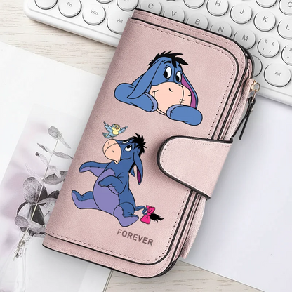 Winnie the Pooh Long Zip Wallet Multi-Card Cute Cartoon Pattern Soft Texture Wallet for Women Large Capacity Lady Clutch Bag