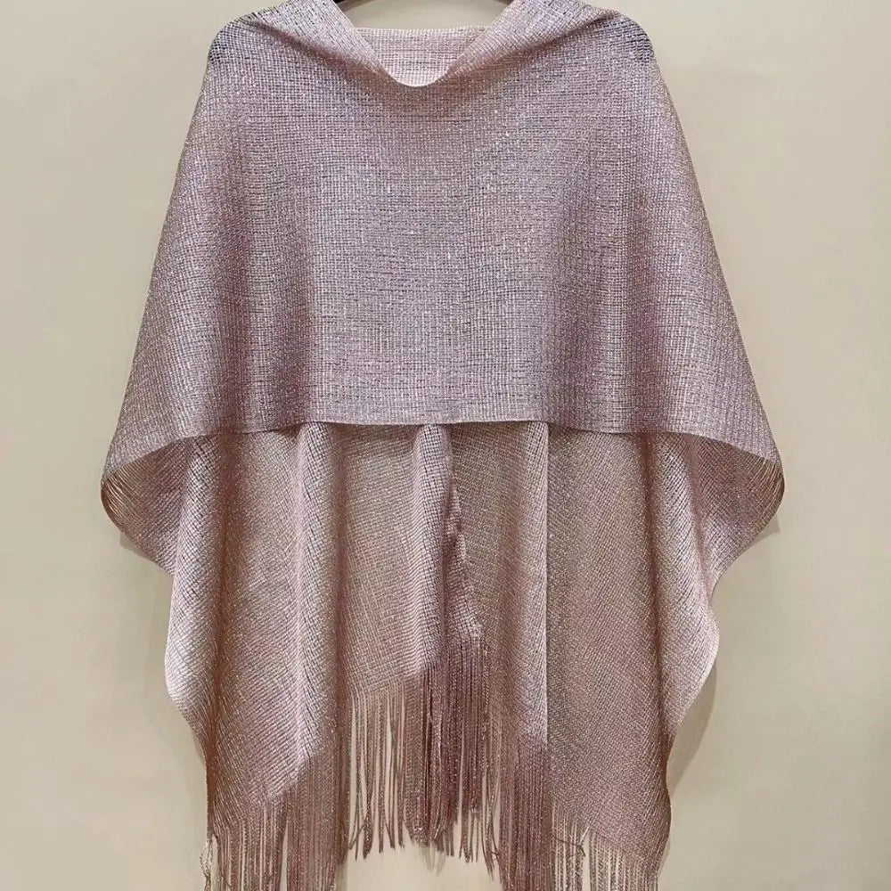 Summer Sun Protection Scarf Gold Silver Tassels Wedding Scarf Elegant Temperament Dresses Shawls for Women