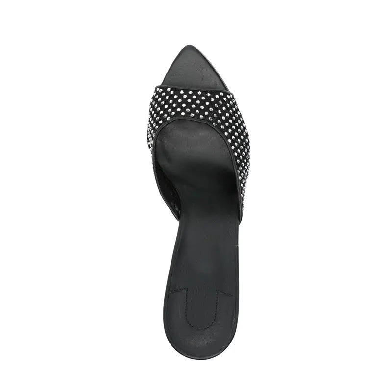 Summer New Women's Pointed Open Toothed Slim Fit High-heeled Slippers, Outdoor Sexy Sandals, Fashionable High-heeled Slippers