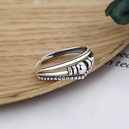 VENTFILLE 925 Sterling Silver Geometric Multilayer Round Bead Ring Female Fashion Punk Temperament Prevent Allergy Charm Jewelry