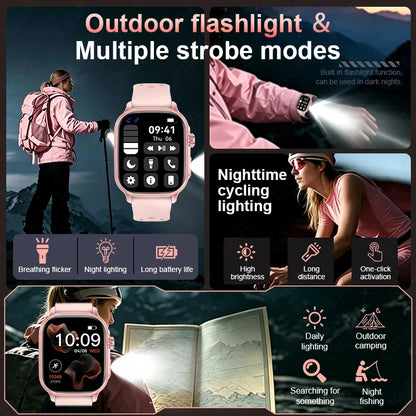 LIGE 2026 New Built-in 1400mAh Super Large Battery Women Men Smart Watch Outdoor 2.01" Screen IP68 Waterproof BT Call Smartwatch