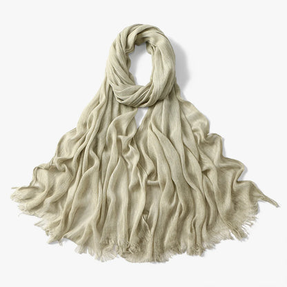 Fashion Crinkle Cotton Royan Hijab Scarf for Muslim Women Islamic Long Soft Shawls Wraps Short Tassel Bufanda Accessories