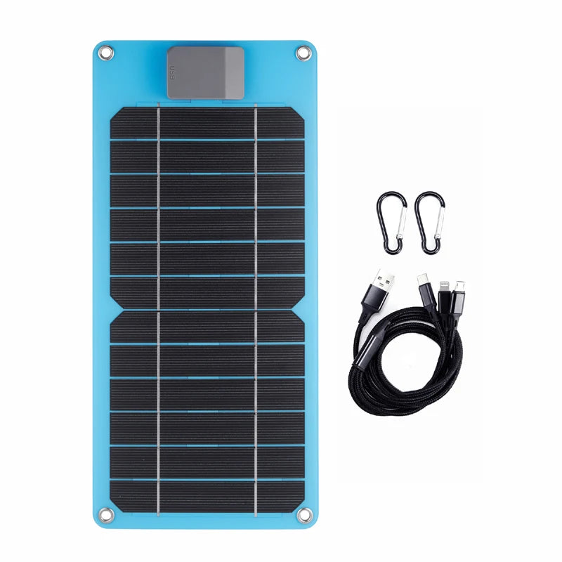 30W Portable Solar Panel USB Foldable Solar Charger Outdoor Battery Power Bank for Camping Hiking Travel Phone Charging 5V