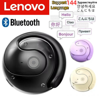 Lenovo AI Earphones Wireless Bluetooth Real-time Language Translation 144 Languages Ear Hanging Headphone Translator For Busine