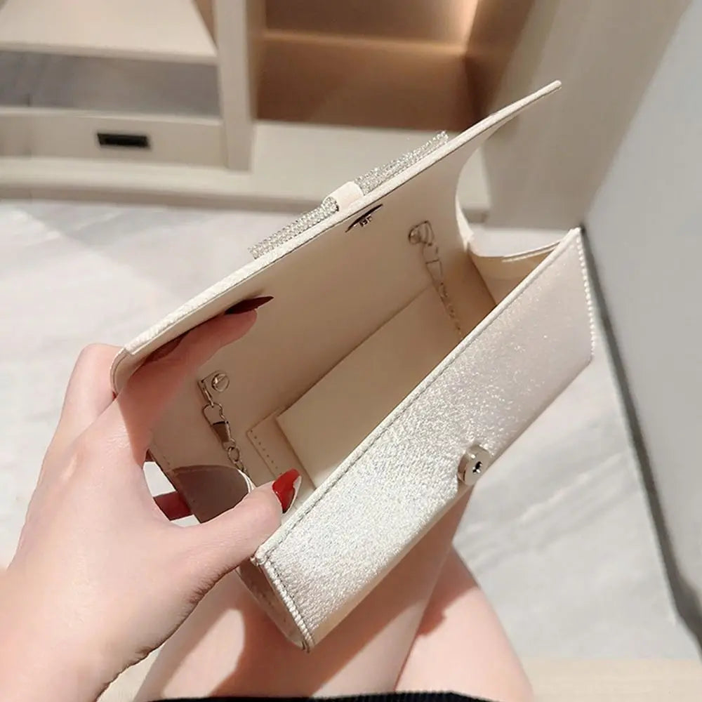 Luxury Sequins Silk Evening Bags Silver Clutch Bag Chain Bags Women Ladies