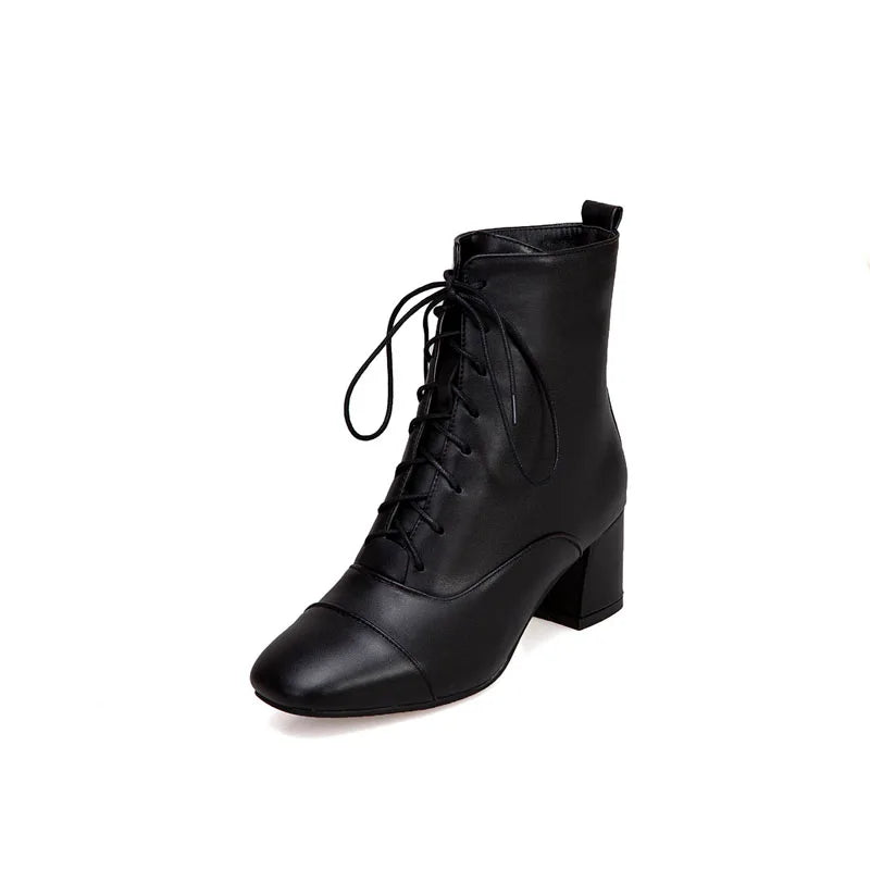 Sexy Ankle Boots For Women Winter Shoes Custom Black White High Heels Lace Up Short Boot Autumn Pumps Large Size 43 WSH5218
