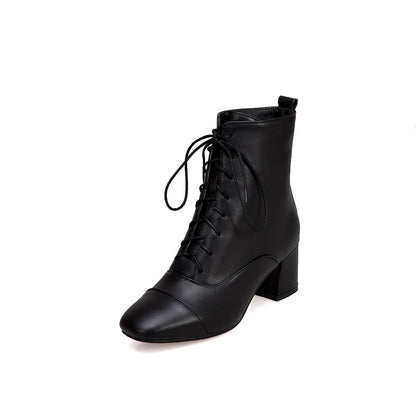 Sexy Ankle Boots For Women Winter Shoes Custom Black White High Heels Lace Up Short Boot Autumn Pumps Large Size 43 WSH5218