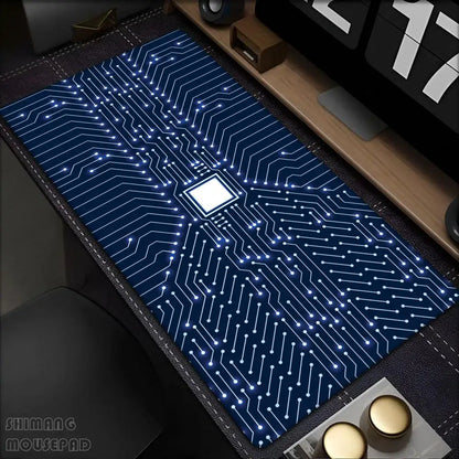 Black Circuit Board Pattern Mouse Pad Large Computer Office Table Mats Rubber Anti-slip Gaming Keyboard Mousepads Long Desk Pads
