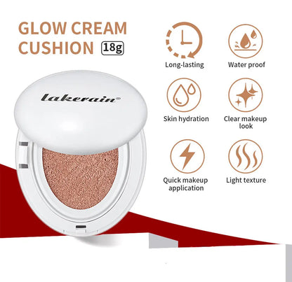 Dewy Glow Cream Cushion Foundation Hydrating 24H Long Lasting Moisturizer Natural Light Coverage Radiant Skin Finish Daily Portable Face Makeup Cosmetic