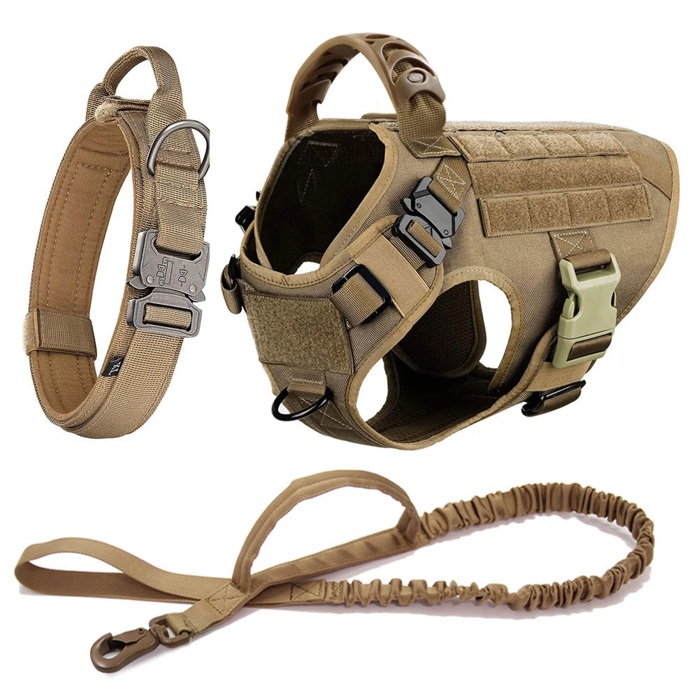 Dog Harness for Large Dogs Leash Collar Molle Pouch Military Harnesses French Bulldog Pet Tactical Training Vest Dog Accessories