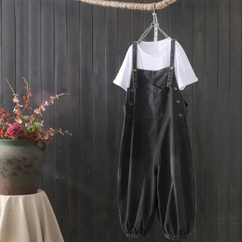 Denim Jumpsuits for Women Oversized Playsuit Denim Pants Loose High Waist Trousers Overalls for Women Clothes One-pieces XT1586