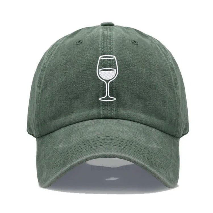 Wine Glass Embroidery Baseball Cap For Men Women Soft Cotton Adjustable Dad Hat Unisex Casual Sport Visor Golf Caps
